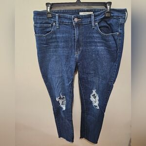 Levi's 711 Skinny Distressed Raw Hem Stretch Denim Jeans Plus Size 32